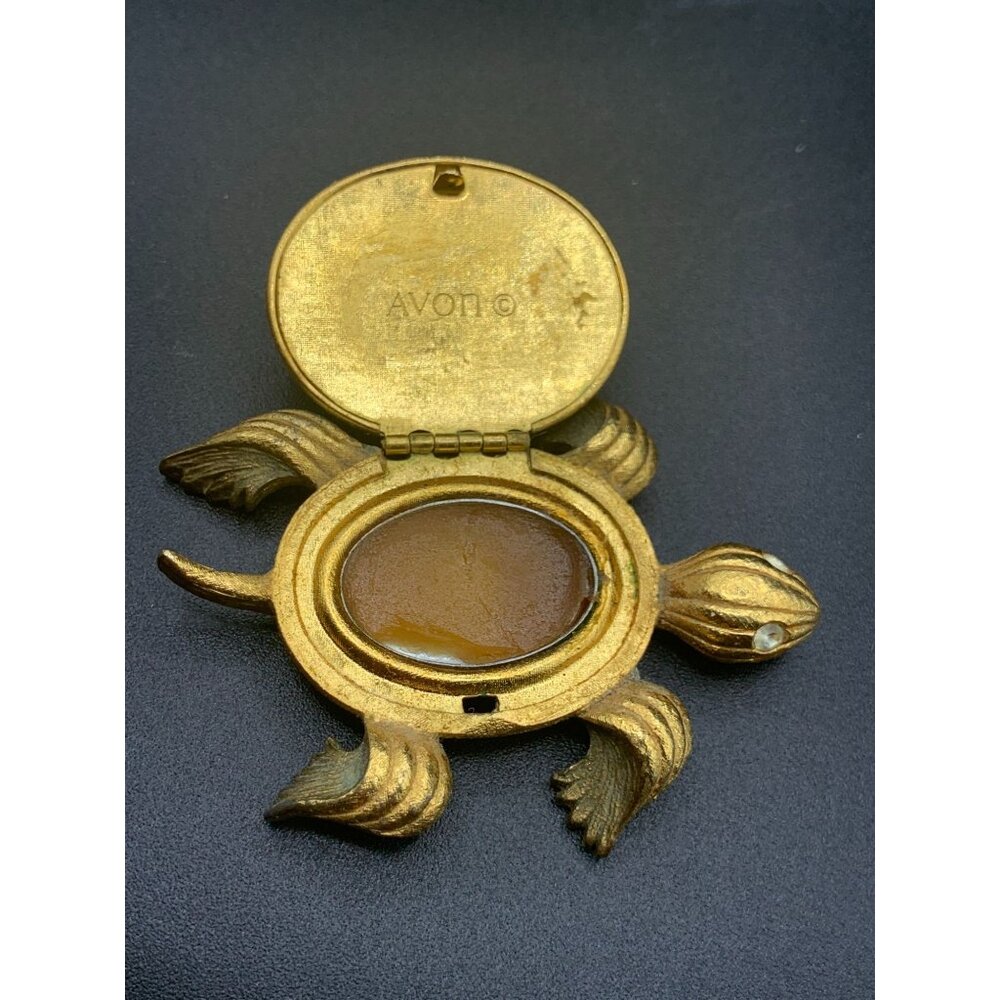 Solid Perfume Turtle Compact By Avon Compact In Green Turtle Design - Picture 5 of 6